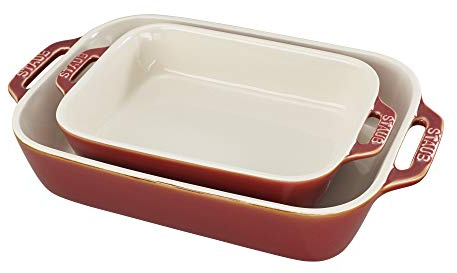 Staub Ceramic 2-pc Rectangular Baking Dish Set - Rustic Red
