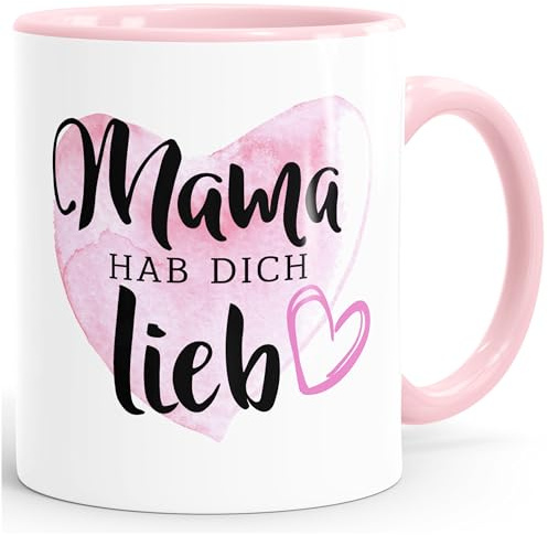 MoonWorks Geschenk-Tasse Muttertag Mama hab dich lieb Herz Rosa unisize