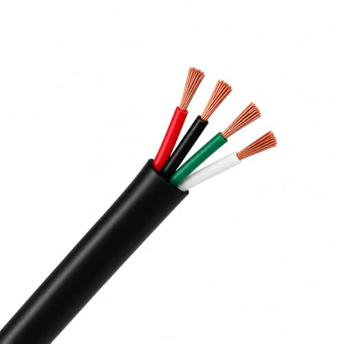 Wire4u 4 Core Automotive Cable 0.75mm² Thin Wall Cable | 12V 24V Multi-Strand Copper Wire | Trailer Wiring, Caravan Electrics, Vehicle Lighting & Low Voltage Applications | 5 Metres