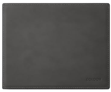 Eglooh - Mercurio - Mauspad aus Leder Anthrazit Grau cm 25x20 - Mousepad für Schreibtisch und Büro, handwerkliche Nähte und Rutschfester Boden - Made in Italy