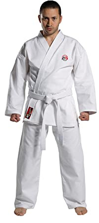 Athletics Gear Karate Gi Anzug Uniform Kit mit Gürtel (weiß, 1/140cm)
