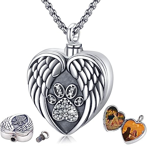 Eusense Asches Anhänger Kette 925 Silber Urne Halskette Geschenke Schmuck Asches Pet Hund Katze Mensch