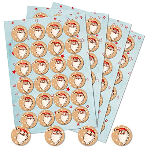 Logbuch-Verlag 96 Weihnachtsmann Nikolaus Aufkleber 4 cm Premium Geschenkaufkleber rot beige für Kinder Kunden Mitarbeiter Made in Germany