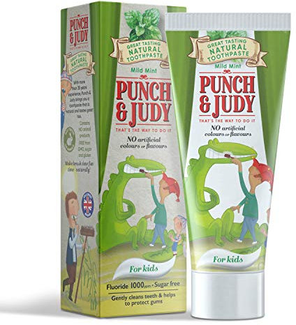 Punch & Judy Kids Natural Toothpaste, Mild Mint Flavour, 6+ Months, Natural Ingredients, Fluoride, Sugar Free 50ml (Pack of 1)