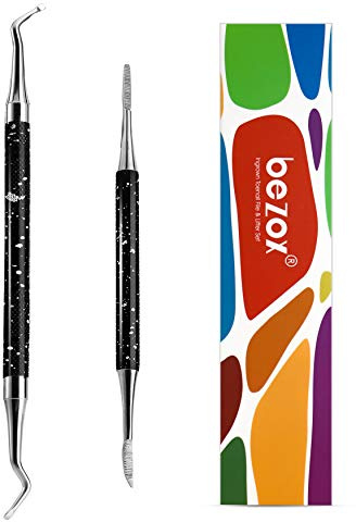 BEZOX Professionelle Eingewachsene Zehennägel Werkzeug 2 pcs, Eckenheber und Nagelfeile Doppelseitige Eckenheber Fußpflege Edelstahl Maniküre & Pediküre Nagelpflege Set
