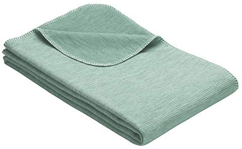 Ibena Wolldecke Lausanne 140x200 cm – Baumwolldecke Mint aus Biobaumwolle, Sommerdecke angenehm weich und leicht, Made in Germany