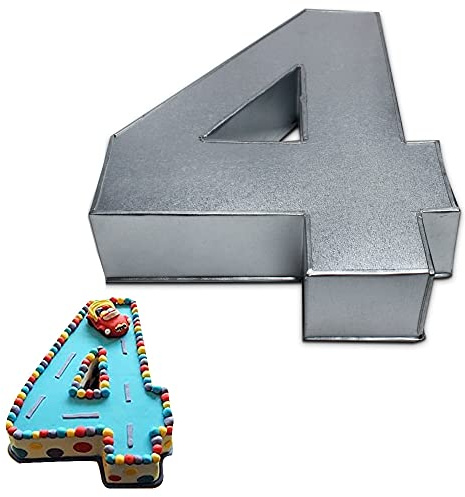 Global Outlet Ltd 0-9 Number Large Individual Cake tins for Baking, Birthday, Wedding Anniversary & Parties, Metallic Cake molds (4)