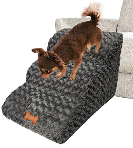 Hundetreppe für Kleine Hunde - Haustiertreppe - Katzentreppe -3 Stufen Hunderampe für Großer Hunde und Katzen -Tragbare Waschbare Abnehmbare Rutschfest Teppich Leiter Treppe Sofa Bett für Kleine Tiere