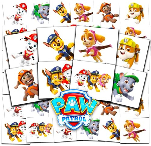 Paw Patrol Tattoos Party Favors Bundle ~ 70+ Perforated Individual 2inch x 2inch Paw Patrol Temporary Tattoos for Kids Boys Girls (Paw Patrol Party Supplies MADE IN USA) (Paw Patrol Tattoos)