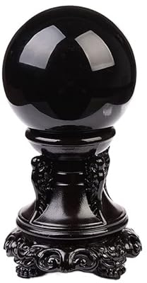 CHENMIAOMIAO Kristallkugel Dekokugel Obsidian Crystal Ball Schmuck Wohnzimmer Büro Schlafzimmer Handwerk Dekoration Jade polierte Kristallkugel Schwarz Blickende Weissagung oder Feng Shui (Color : A)