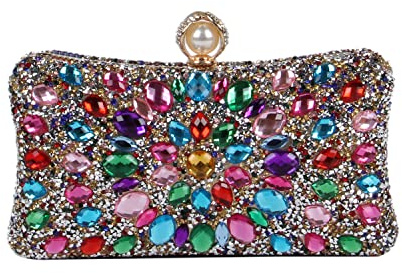 Freiesoldaten Dames Strass Sac de Soirée Multicolore Éblouissant Cristal Pochette Faire la Fête De Mariée Mariage Cocktail Sac à Main