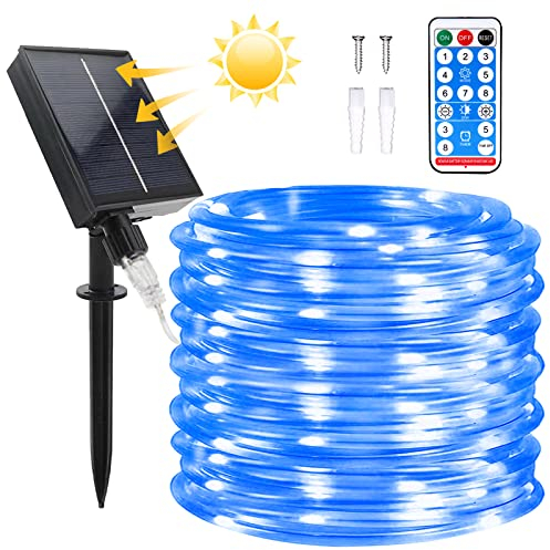 Micacorn Manguera Luces Solar, Solar Luces Exterior 22 Metro 8 Modos 200 LED Manguera Iluminación de Impermeables Control Remoto para Piscina Fiestas Jardines Bodas Decoración Navideña