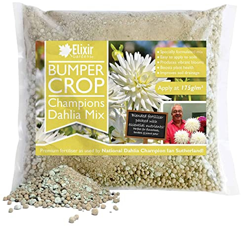 Elixir Gardens Champions Dahlia Mix | Blended Fertiliser/Feed for Tuber/Tuberous Plants & Flowers inc. Dahlia, Zinnia, Begonia, Tulips, Daffodils | 10kg Bag