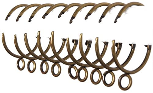 Gardinenringe 10 Stück Bronze Offene Gardinenringe mit Öse 1,5 Zoll Öse Öse Öse Öse Öse Öse Öse Öse Öse Öse Messing Metall Gardinenring Schlaufen Duschvorhangschnalle für feste Stangenstange, rostfr