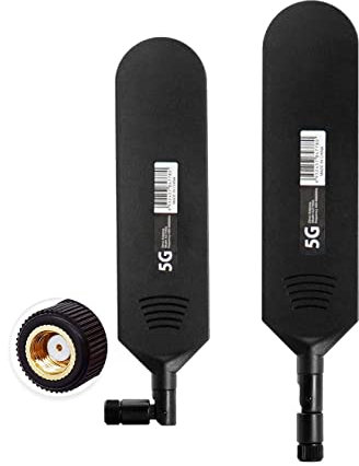 Vecys 4G LTE Antenna RP SMA Male Connector 15dBi 4G/5G High Gain Omni Directional Glue Stick Antenna 600-6000Mhz (Black,2 Pcs)