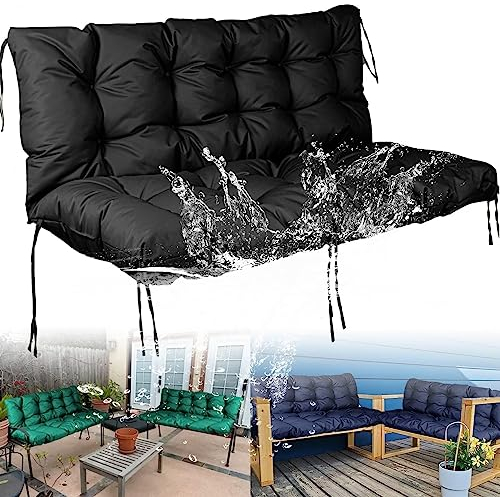 ZGLCQSGY Auflage mit Rückenteil für 2er/3er Bankauflage Sitzkissen hollywoodschaukel Auflage outdoor Polster wetterfest Polster für gartenmöbel Schwarz 150 x 50 x 50 cm