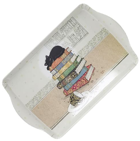 Grand Plateau mélamine avec des Chats - Motif Chat Dormant sur des Livres - Taille 24 * 38CM (9 * 15 inches)