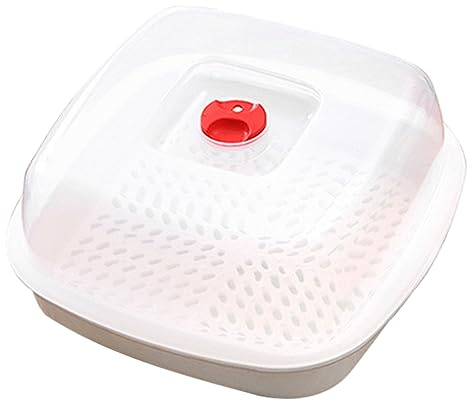 Artibetter Vaporiera a Microonde Vaporiera per Microonde Contenitori con Coperchi Cottura a Vapore per Riso al Microonde Pentole per Microonde Microverdi Asia Multifunzione Bianca