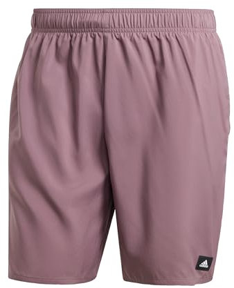 adidas Uomo Solid CLX Classic-Length Swim Shorts, Shadow Fig/Black, S