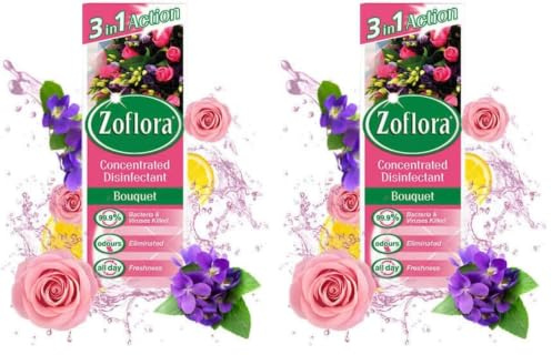 Zoflora Bouquet 500ml, Concentrated Antibacterial Disinfectant, All Purpose Cleaner, Surface Cleaning Solution, Kills 99.9% of Bacteria and Viruses (Pack of 2)