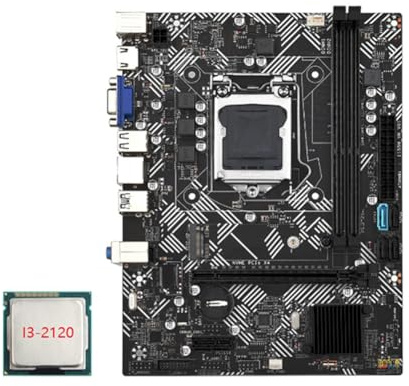 liovitor Carte Mère de Bureau B75M- + Processeur I3-2120 LGA 1155 en Plastique+Métal, Supportant SATA 3.0, Jusqu'à 16Go de RAM DDR3 1600MHz. Emplacements Disponibles pour la RAM.