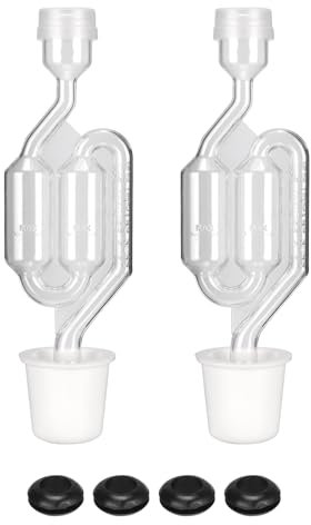 Luftschleusen für Gärung, Braubedarf, super transparent, verbesserte Version von 2 Gärluftschleusen, 2#6 Stopfen und 4 Luftschleusentüllen, verwendet zum Brauen von Wein, Bier, Sauerkraut, Gurken usw