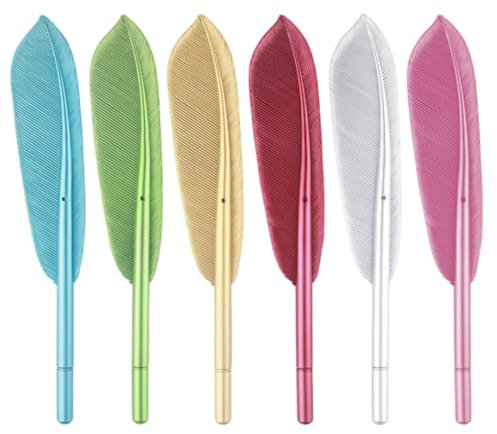 JTKREW 6 pcs Feder Gel Tintenroller Schöne Feder Persönliches Briefpapier Kreatives Büro Gel Tintenstift Mädchen Damen Büro Schulbedarf