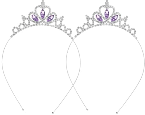 Abeillo 2 Stück Prinzessin Krone, Tiara Krone Damen für Geburtstag Hochzeit Deko, Tiara Strass Stirnband Haarschmuck für Mädchen Kinder Damen (Kreierter Amethyst)