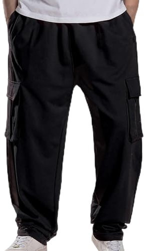 Daikascbny Pantaloni Tuta Uomo Multitasca da Lavoro in Lino Elasticizzati Pants Leggere Gamba Dritta Larghi Cargo Uomo Allenamento Sportivo Pantaloni Cargo Ragazzo