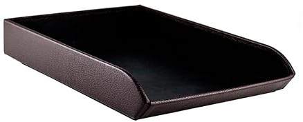 DELMON VARONE – Corbeille à courrier DIN A4 en cuir grain souple marron – Organiseur de bureau comme étagère pour documents, lettres, fichiers et journaux, corbeille à courrier classique en cuir