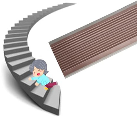 Vinyl-Anti-Rutsch-Treppenkante Anti-rutsch Treppenkante Treppenkantenprofil Selbstklebend PVC Kunststoff Treppen Selbstklebende Stufenmatten Für Den Außen- Und Innenbereich ( Color : Brown , Size : 6c