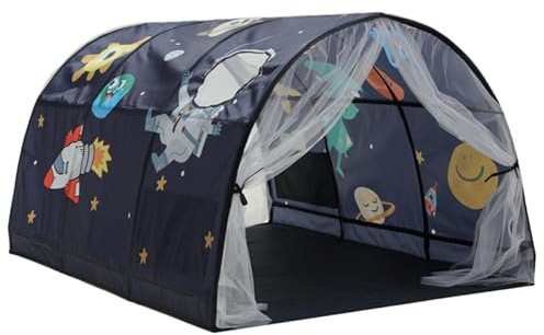 Tiendas de campaña de ensueño con cama con dosel: tienda de campaña con cama doble con estrellas de dibujos animados, casa de campaña para dormir para niños pequeños | Cama con dosel, espacio de priva