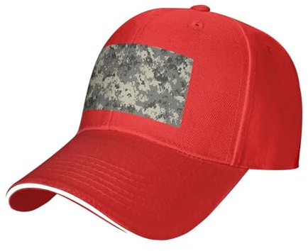 BREAUX Army Digital Camouflage Print Sandwich Baseball Cap Unisex Baseball Cap Casual Sandwich Baseball Cap, Rot, EinheitsgröÃŸe