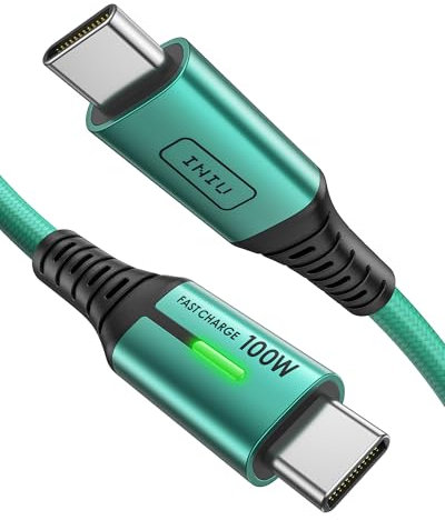 INIU Câble de charge rapide USB-C, 2 m/vert, type C, en nylon, USB-A vers USB-C, pour téléphone portable Samsung S22 S21 Note 10 Google Pixel 7 iPad Pro Huawei Xiaomi 11 PS5, etc.