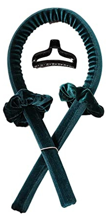 Heatless Curling Rod Headband Foam Iron Curler Ribbon Set, Silk Hair Rollers for Long Hair, No Heat Soft Curls, Portable DIY Tools for Women Girls - Great - Blue