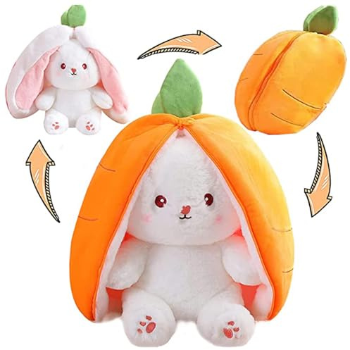 phxdance Karotte Osterhase Plüschtier – Karotte Hasen Verstecken, 18cm Kawaii Ha/se Stofftier mit Reißverschluss, Plush Ha/Sen Karotte,Stofftier Plüsch Kar/otte Hasen Versteckspiel