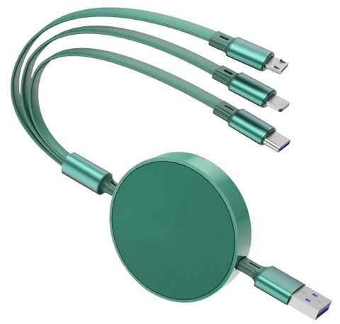 Qreninv 66W Einziehbares Ladekabel, 3 in 1 Ladekabe Mehrfach Anschlüsse, USB Multi Ladekabel mit Micro USB Typ C Phone Port Anschlüsse für smartphones, Tablets, Galaxy, Google, LG