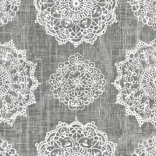 JIAOQSS Selbstklebende Tapete Mandala Grau Damast Mustertapete Klebefolie Möbel Dekorfolie Selbstklebend Küche Klebetapete Muster Tapeten Wassdicht DIY Wohnzimmer Wandtapete