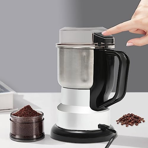 awolsrgiop Elektrische Gewürzmühle, 300W 500ml Elektrische Kaffeemühle Getreidemühle Multifunktionale Ultrafeine Gewürzmühle, Mühle mit Pinsel & Löffel für Kaffeebohnen, Nüsse