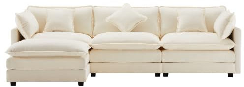 infirack Modernes Design, Polstermöbel, Chenille-Stoff, Dreisitzer-Sofa, Polstersofa, Ecksofa mit Fußstütze, L-förmiges Ecksofa, geeignet für Wohn- und Schlafzimmer. Video verfügbar