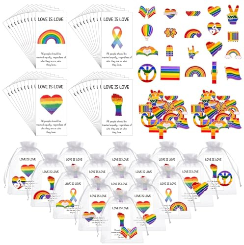 40 Stück Gay Pride Geschenk LGBT Pride Pins Anstecker mit Karten Regenbogen Broschen Gay Pride Pins LGBT Homosexuell Stolz Broschen Flag Anstecknadel Pride Accessoires für Tasche Rucksack Kleider