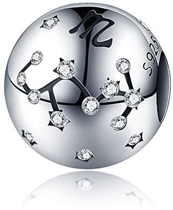 KUNVONIC Damen Charm Anhänger Sternzeichen für Armband 925 Sterling Silber 12 Sternbilder Charms Beads passend für Pandora Armband, Kompatibel mit Europäischen Halskette für Frauen Mädchen
