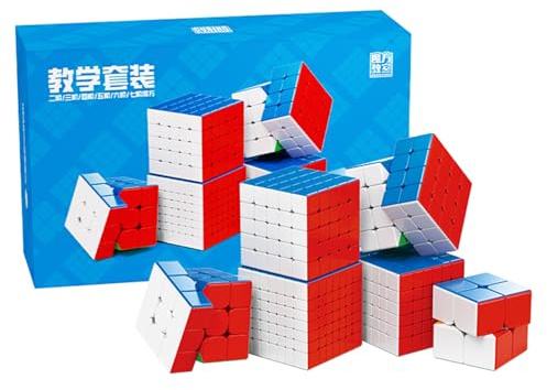 Moyu Meilong 2x2 3x3 4x4 5x5 6x6 7x7 Educational Cube Set Stickerless Speed Cubes Bundle Gift for Children Adults 6 Pack