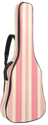 KengjuTesu 43 Zoll Akustikgitarre Softcase mit Rucksackgurt und 2 Taschen Rosa Streifen, Keine Polsterung Rucksack Wasserdicht Oxford Tuch Bassgitarre Gigbag für Konzertgitarre, Mehrfarbig 1