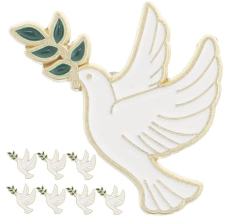 minkissy 8 Pièces Broche Paix avec Rameau Olivier Broche Oiseau Émaillée Épingle de Col Rétro
