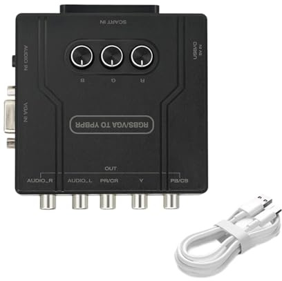 Color Adjustment Metal Console Adapter with Efficient RGBS SCART VGA to YPBPR Converter Consoles Enhance VGA to YPBPR Converter