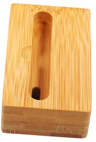 WOONEKY Soporte para Teléfono de Bambú Amplificador de Sonido, Soporte Móvil, Madera Natural, Diseño Retro, Tamaño Medio, para Escritorio y Uso Diario, Color Madera Clara