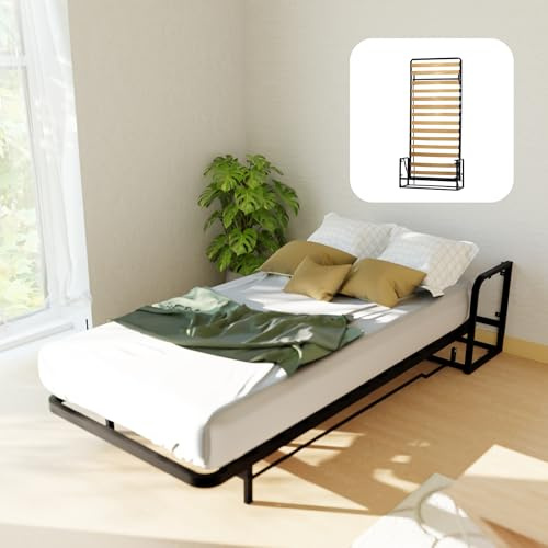 Wallbedking Cama Abatible Clásica Vertical 90x190 - Mecanismo Pistón a Gas, Soporta hasta 250kg, Diseño Ahorro de Espacio, Fácil Ensamblaje, Compatible con Colchones Estándar (hasta 30cm)