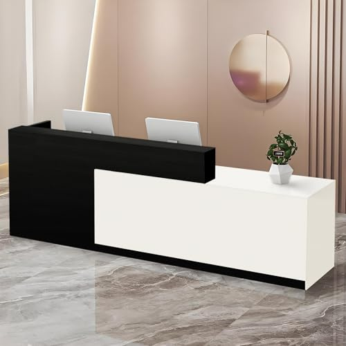 CCUKTFN Empfangstheke mit Stauraum und offenen Fächern, Empfangstresen für Empfang, 100–240 cm Tresen für Geschäft, Salon, Studio, Empfangsbereich & Kasse