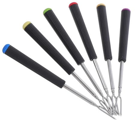 Cabilock 6 pezzi Forchette per Fonduta Acciaio Inossidabile Ergonomico per Fonduta Cioccolato e Arrostire Carne Accessori Versatili per Feste e Picnic